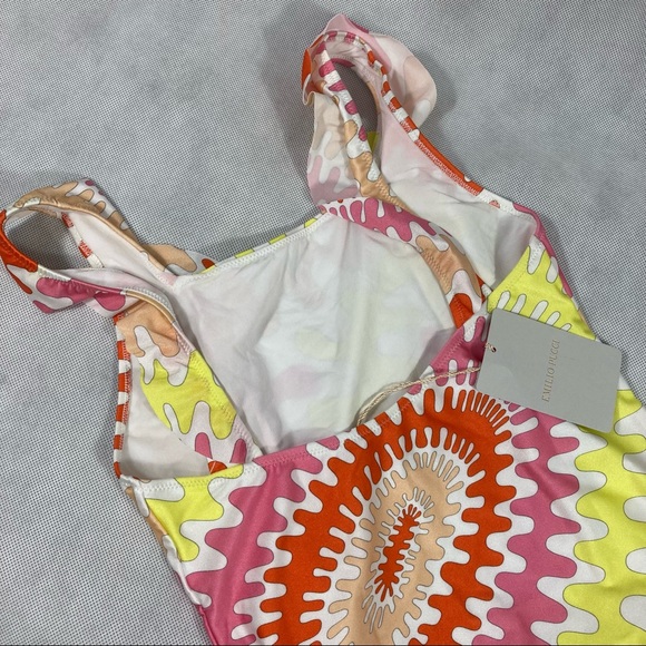 NWT Emilio Pucci Teen Girls Abstract Print Ruffle One Piece Swimsuit - Picture 11 of 17